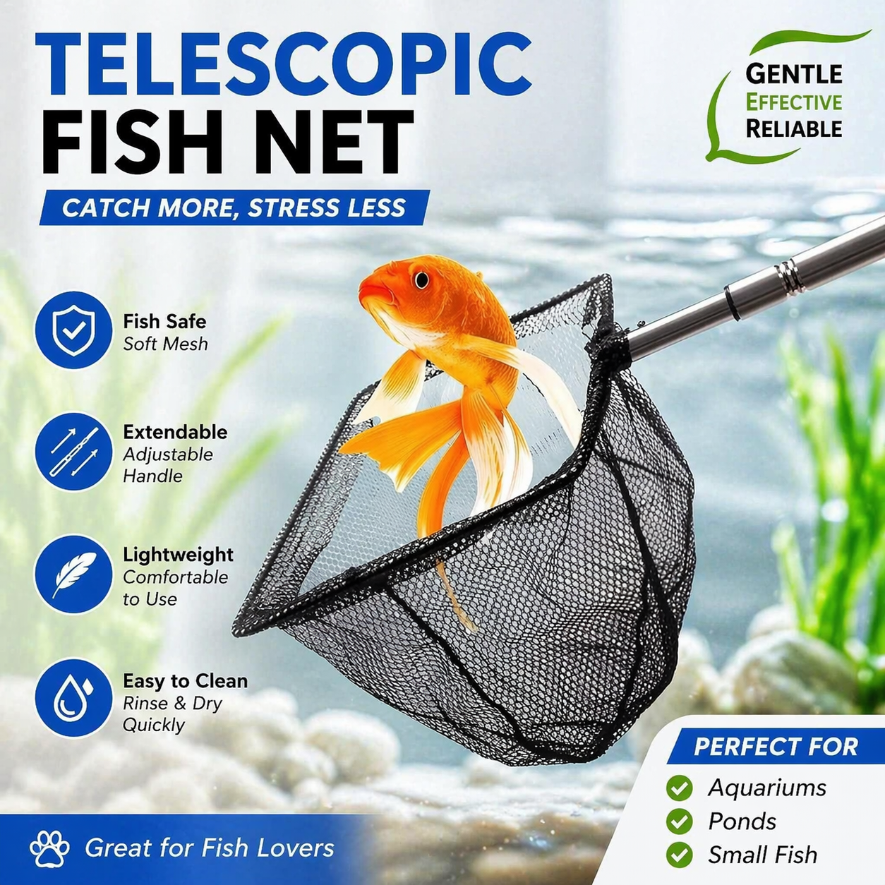 Cycling Landing Gear - Telescopic Fish Net Aquarium Soft Mesh