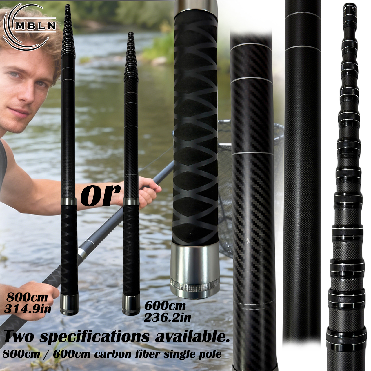 Cycling Landing Gear - Carbon Fiber Telescopic Landing Net Pole,