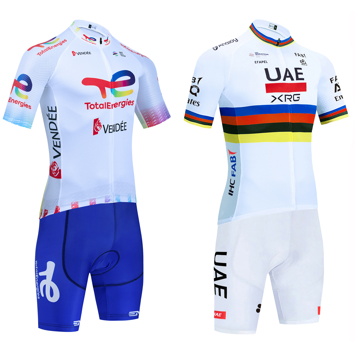 Padded Cycling Shorts - New UAE Cycling Jersey White TOTAL